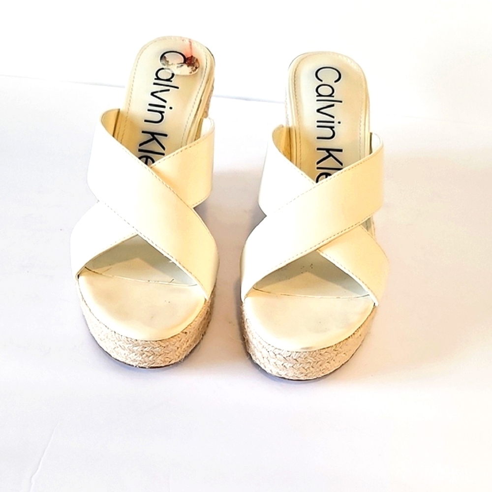 Calvin Klein Cream Platform Sandals - Picture 2 of 7